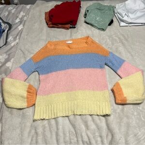 Lovers + Friends Pastel Striped Sweater